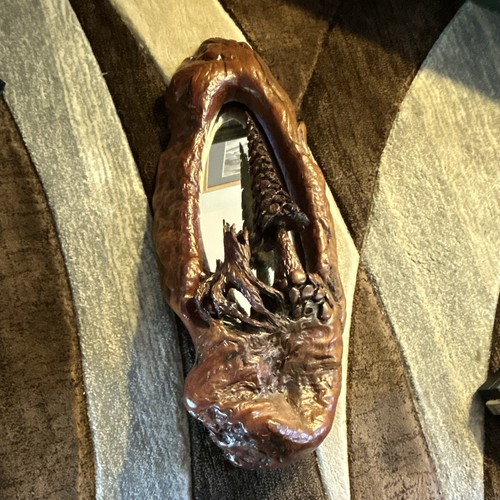 Handcarved redwood burl mirror - handcarved,
